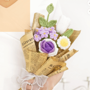 Creative Hand Weaving Knitted Finished Product Wool Flowers Bridal Bouquet